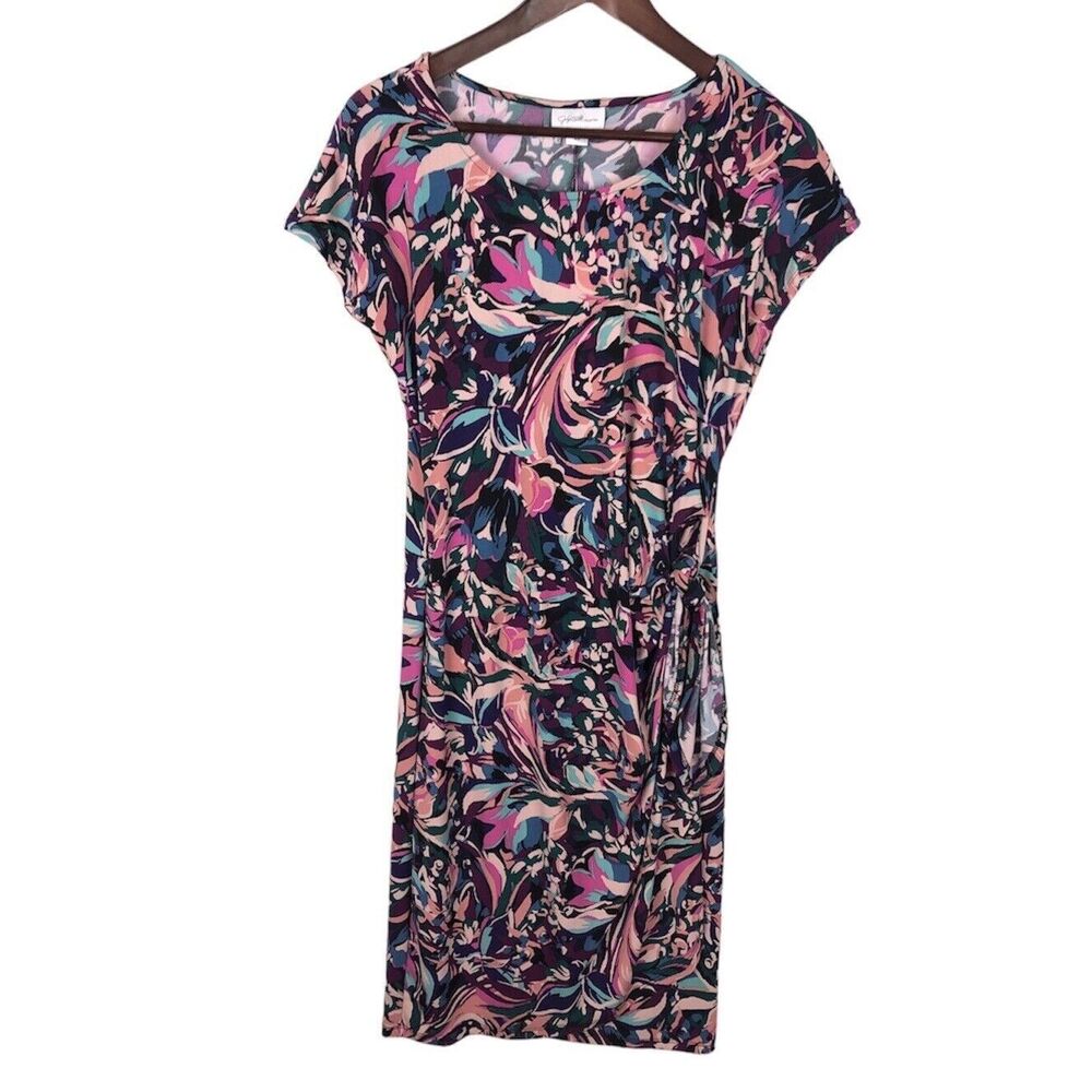 NWT Jaclyn Smith Multicolor Wrap Skirt Tie Waist Travel Dress Women's Medium